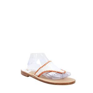 Palm Beach Womens Leather Woven Dual Color Thong Sandals White Orange Size 10